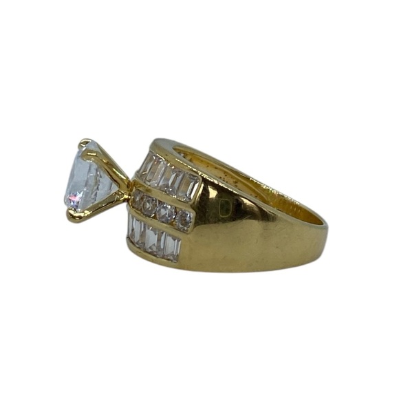 PAJ 925 Sterling Silver w. Gold Vermeil Round Baguette & Pave CZ Ring Size 9.5 - Picture 5 of 8